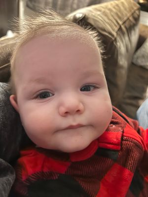 Baby Owen in flannel jammies